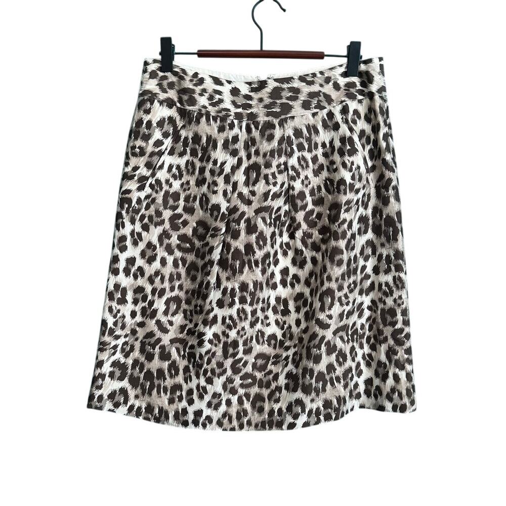 Banana Republic 100% Silk Leopard Print Knee Length Skirt Women's 2